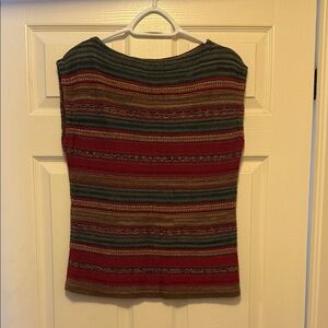 Lauren by Ralph Lauren Striped Sleeveless Boat Neck Cotton Knit Top